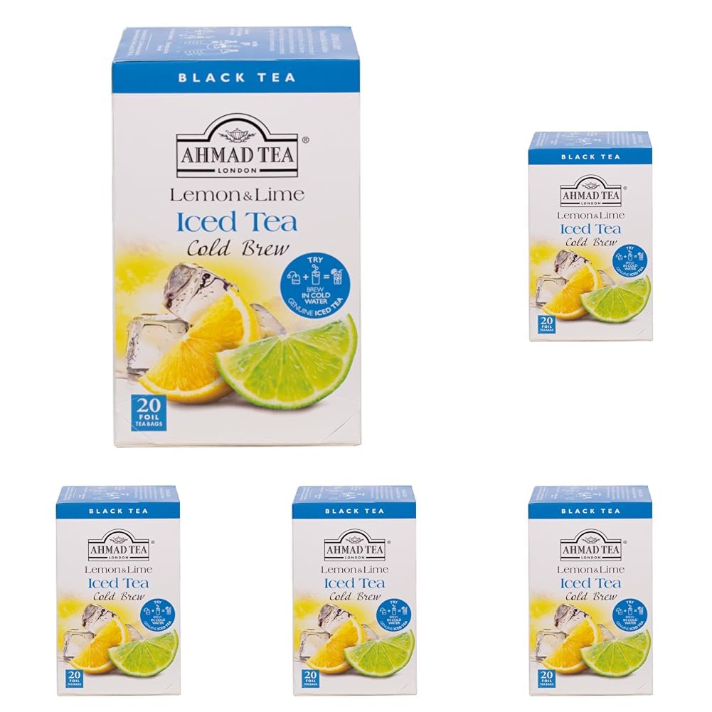 Ahmad Tea Lemon & Lime Cold Brew Black Tea - 20 Teabags (Pack of 5) 1