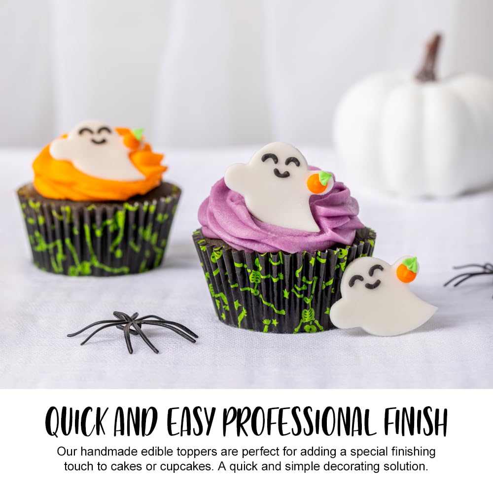 Anniversary House 5pc Halloween Ghost and Pumpkin Edible Cake Toppers - 3.5cm 3