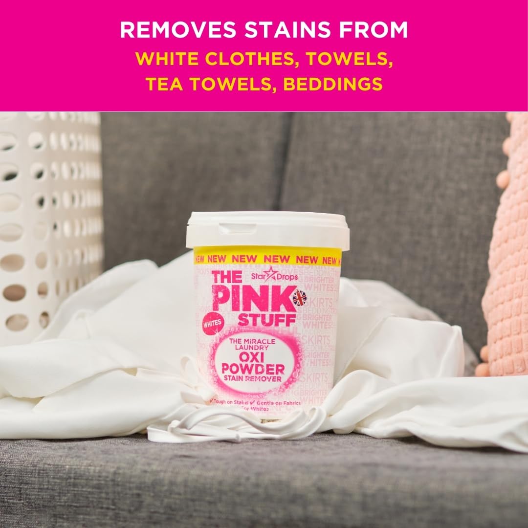 THE PINK STUFF Miracle Laundry Oxi Powder - Stain Removal for Whites | 1kg 5