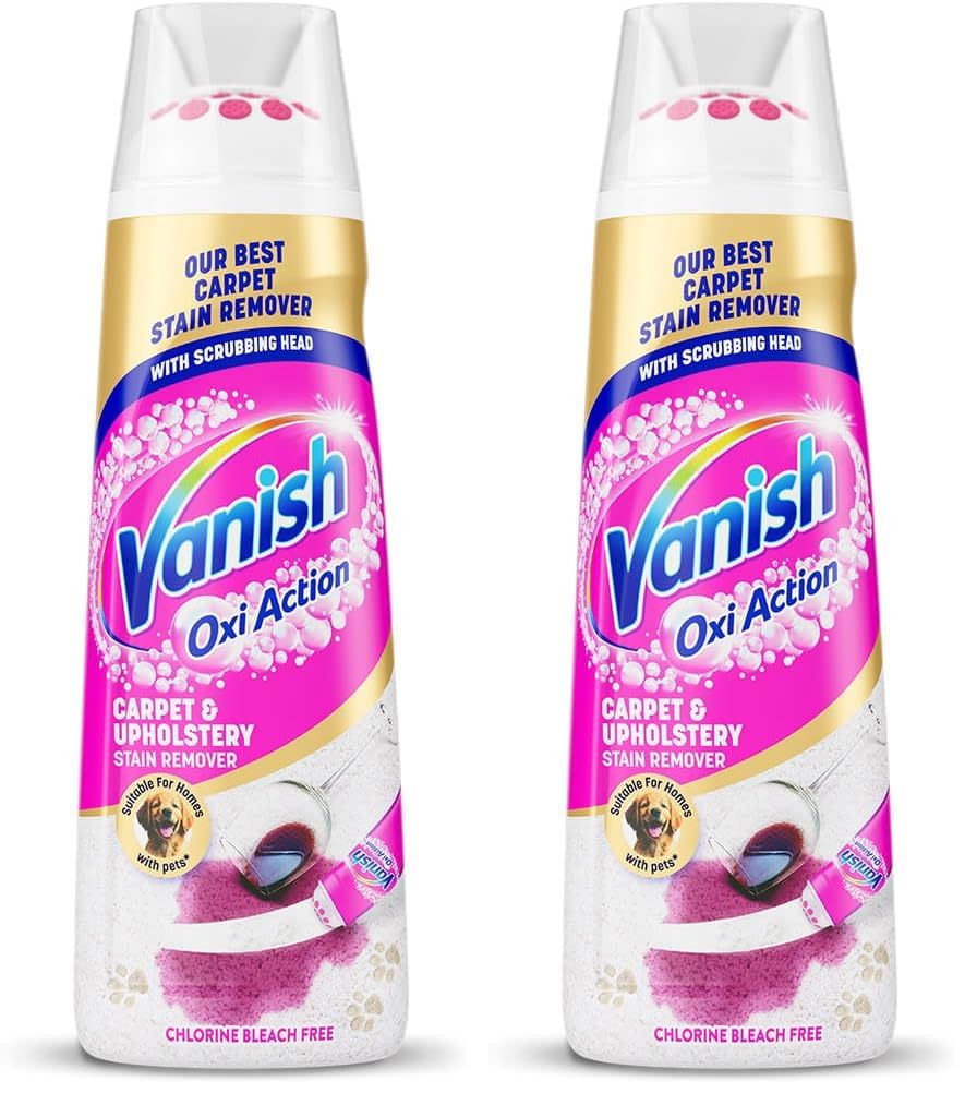Vanish Oxi Action Carpet Stain Remover - 195ml Bottle with Scrubbing Head (Pack of 2)