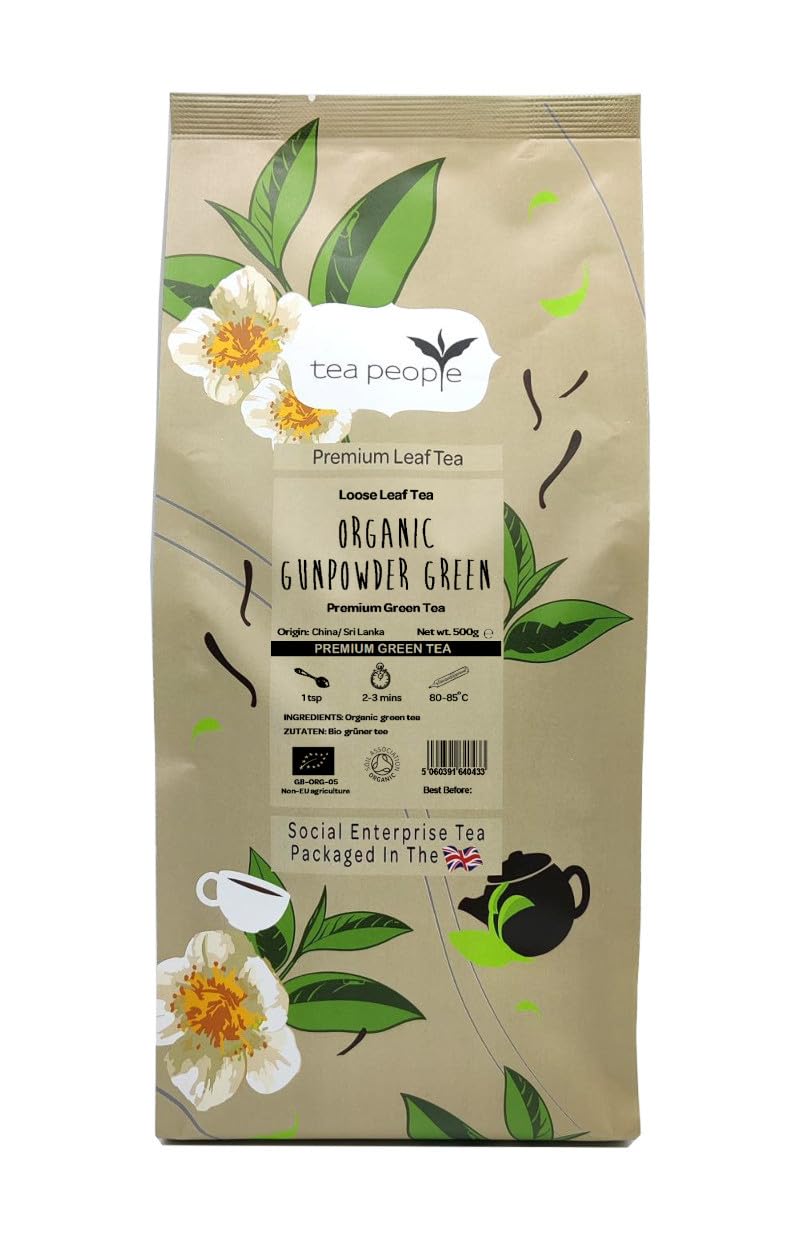 Tea People Organic Gunpowder Green Loose Tea - 500g | Certified Organic | Vegetal, Earthy & Misty Flavours