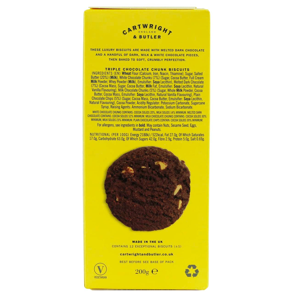 Cartwright & Butler Triple Choc Chunk Biscuits - Pack of 2 | 400g