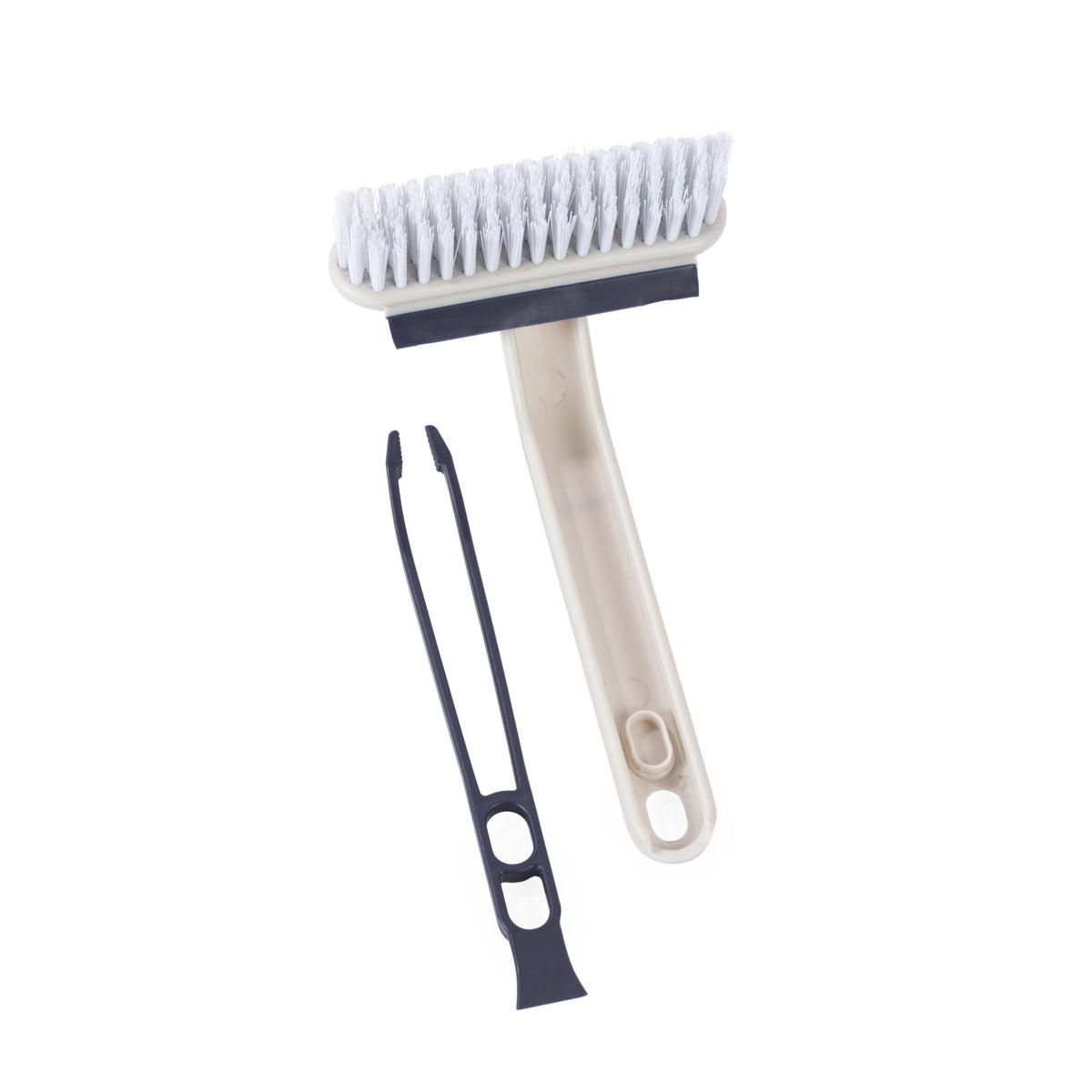 Beldray 4-in-1 Bathroom Cleaning Tool - 360° Rotating Head, V-Shaped Bristles, Scraper & Tweezers | Grey