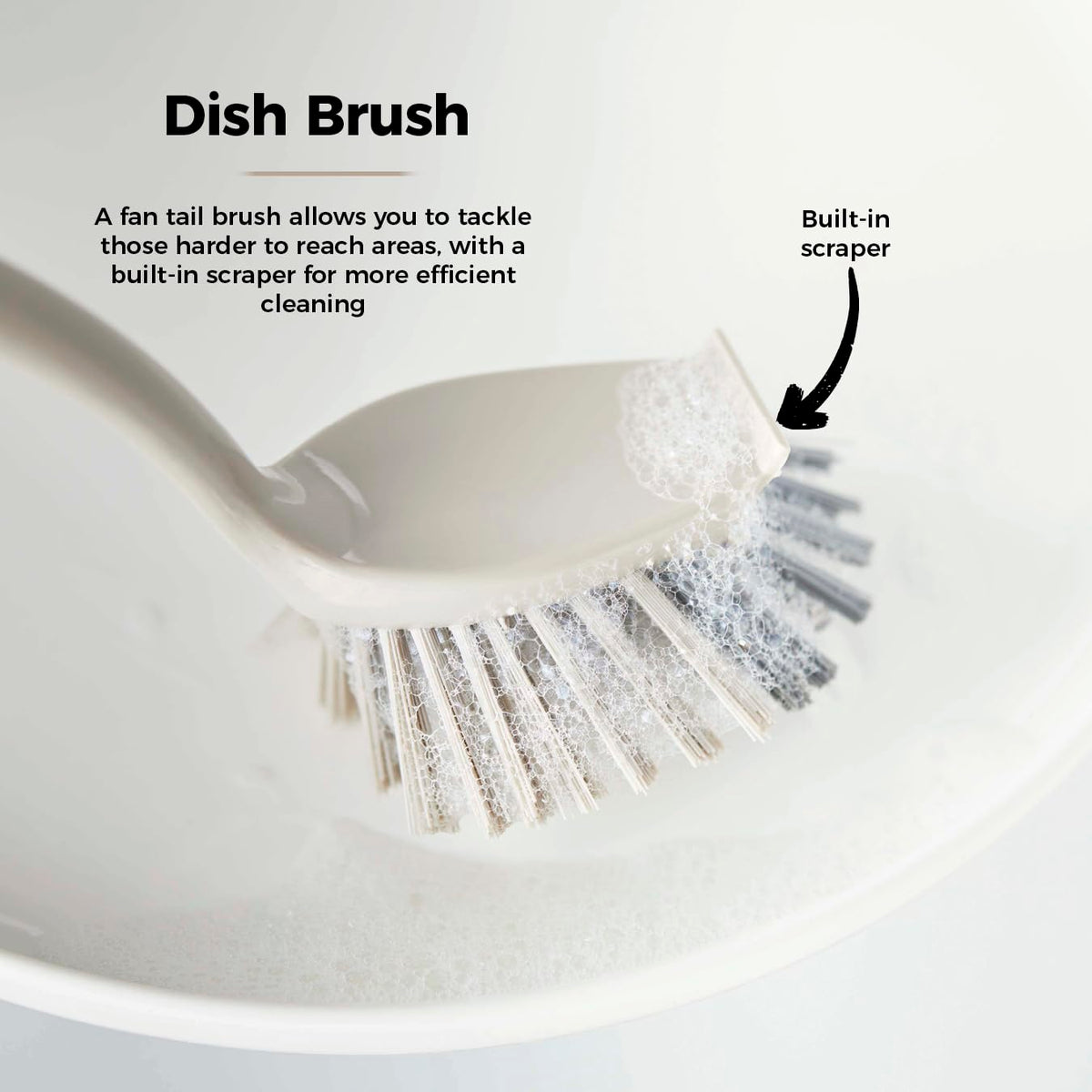 Tower 5-in-1 Cleaning Set - Dustpan & Brush, Broom, Dish Brush, Scrub Brush | 5 Pieces | Latte 6