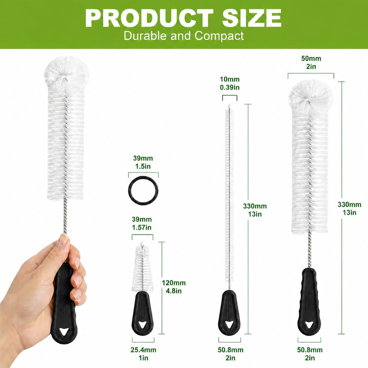 Admygo 3-in-1 Bottle Cleaning Brush Set - Long Handle, Straw & Lid Brushes Included