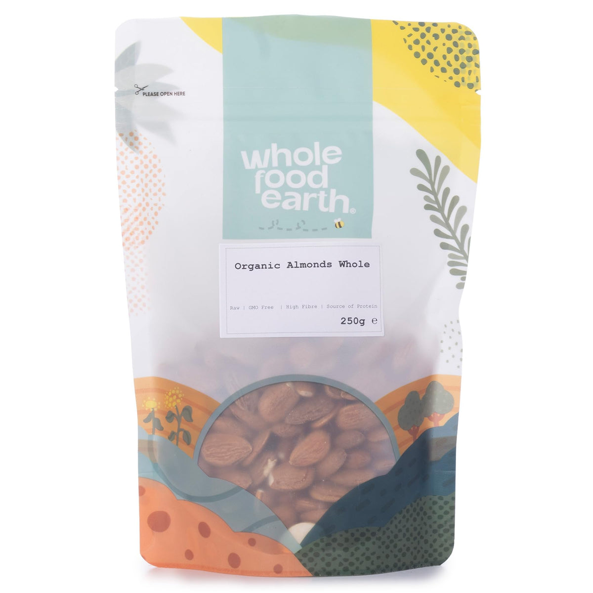 Wholefood Earth Organic Almonds Whole - Raw, GMO Free, Vegan | 250g