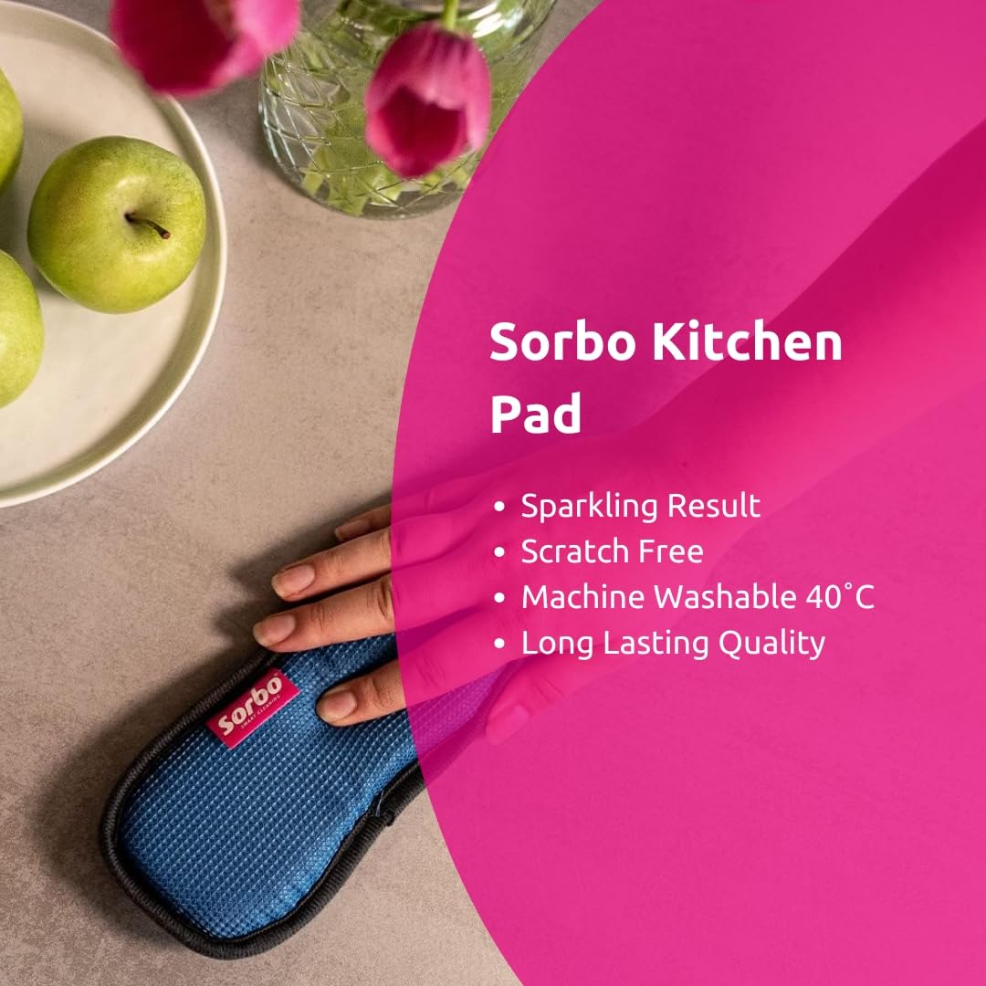 Sorbo Kitchen Pad - Dual-Sided Scrubber & Absorbent Microfiber Cloth | Non-Scratch | Easy Care 7