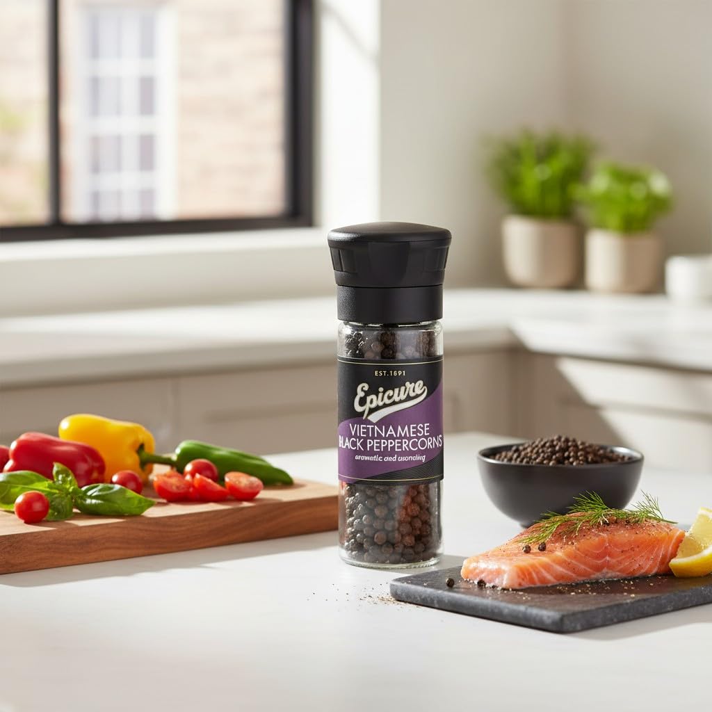 Epicure Vietnamese Black Peppercorns - 50g Grinders (Pack of 6) | Whole Peppercorns | Fresh Aroma & Flavor 5