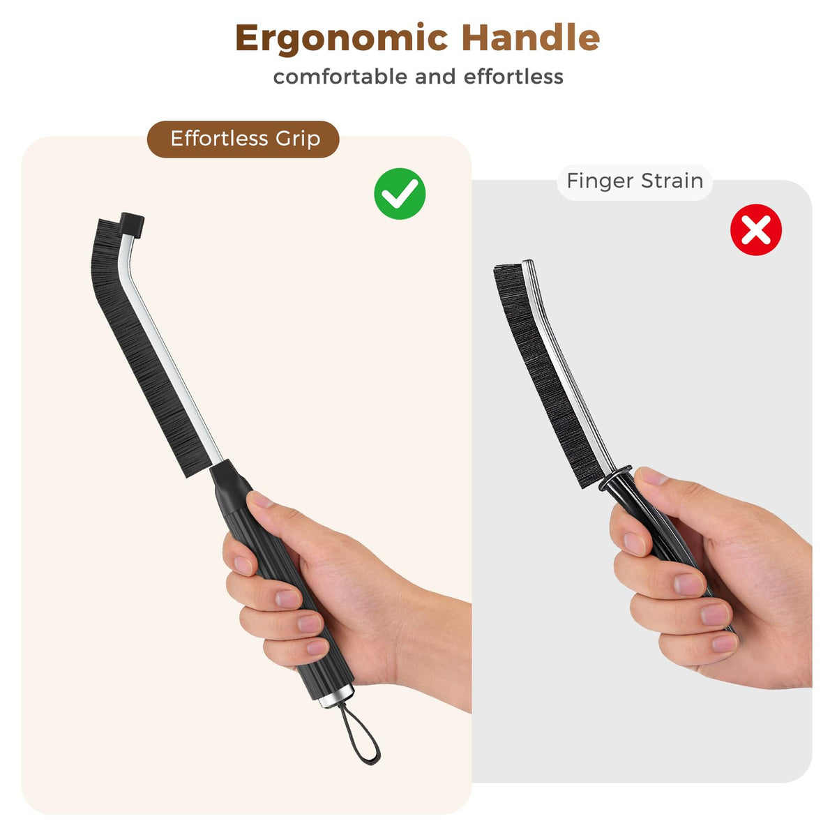 Oderra Crevice Cleaning Brush - 4 Pcs | Hard Bristle | Black 4