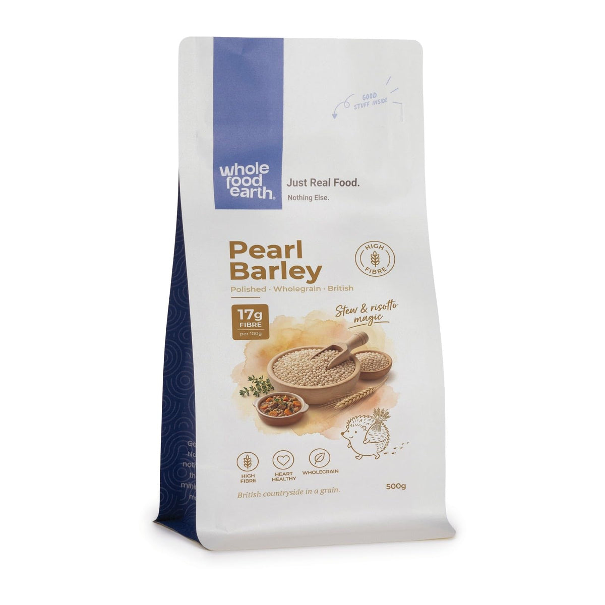 Wholefood Earth Organic Dried Pearl Barley - High Fibre, Vegan, 500g