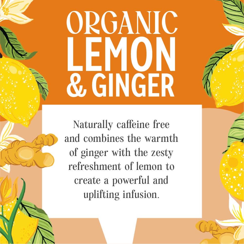 Heath & Heather Organic Lemon & Ginger Herbal Tea - Digestive & Immune Support | 120 Tea Bags | Caffeine-Free 3