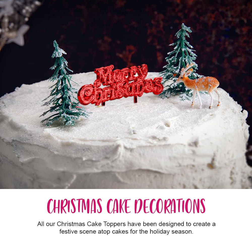 Anniversary House Merry Christmas Motto Cake Topper - Red, 4 x 7 cm 7