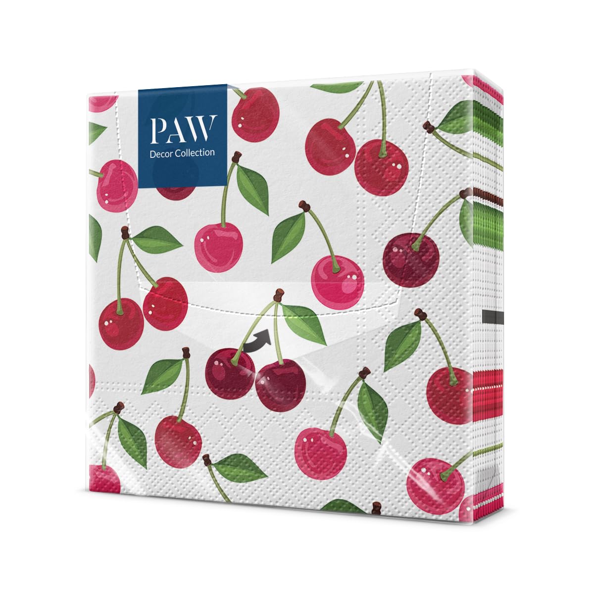 PAW Decor Collection Paper Napkins - 3-Ply Cherries Pattern | 20 Pieces | 33 x 33 cm