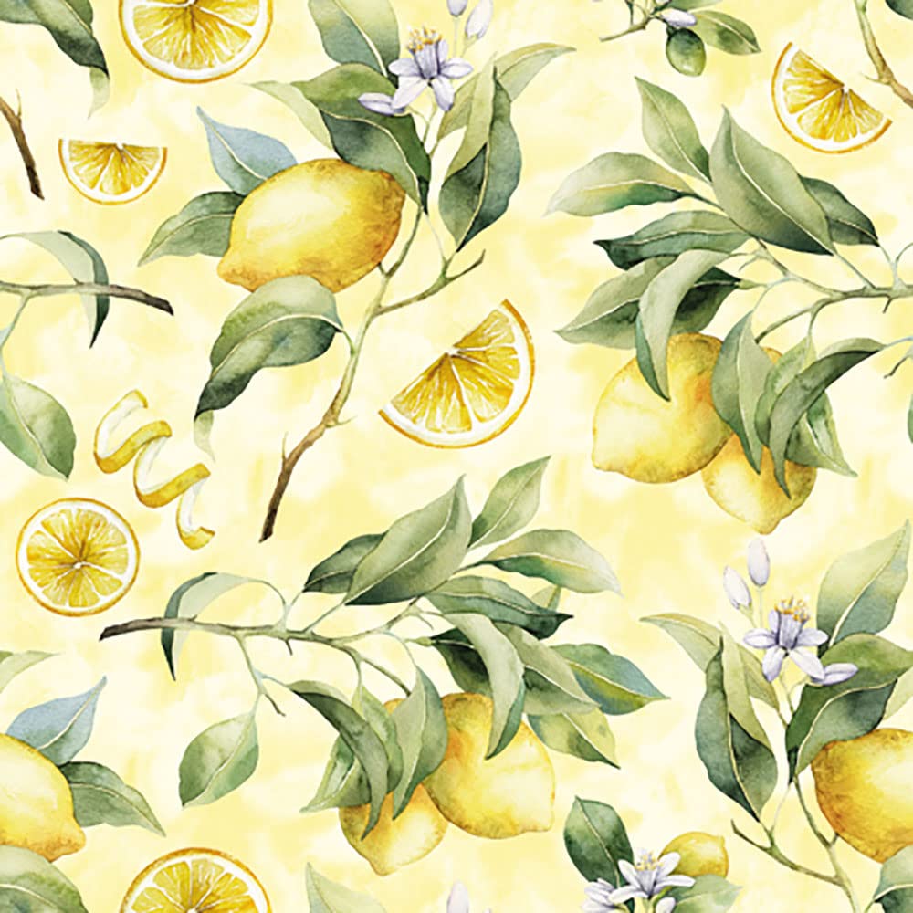 Anniversary House Tiflair Yellow Lemons Lunch Napkins - 3-Ply Paper, 13" x 13", 20 Count
