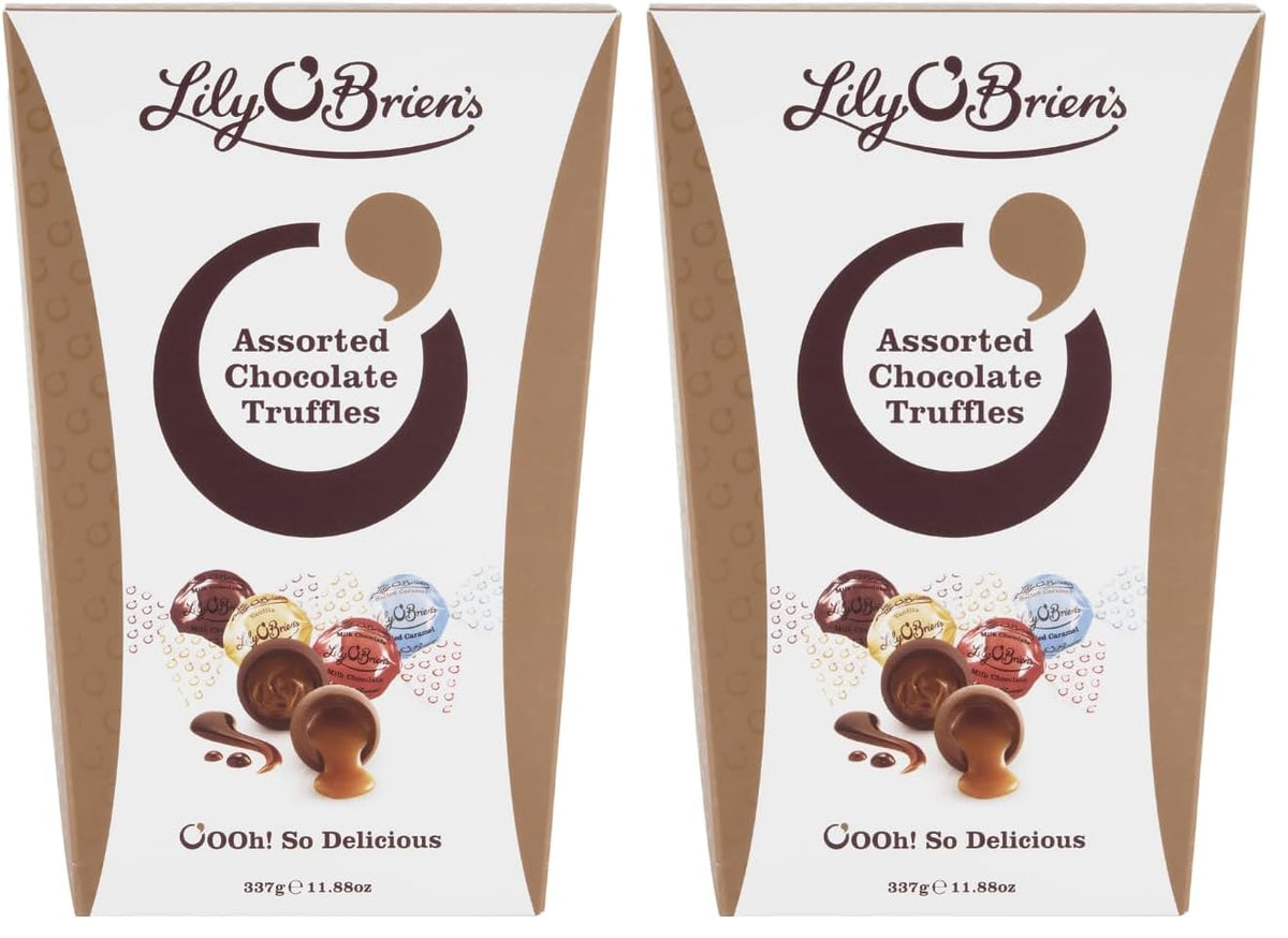 Lily O'Brien's Assorted Chocolate Truffles - 337g Pack of 2 | Milk, Dark, Salted Caramel