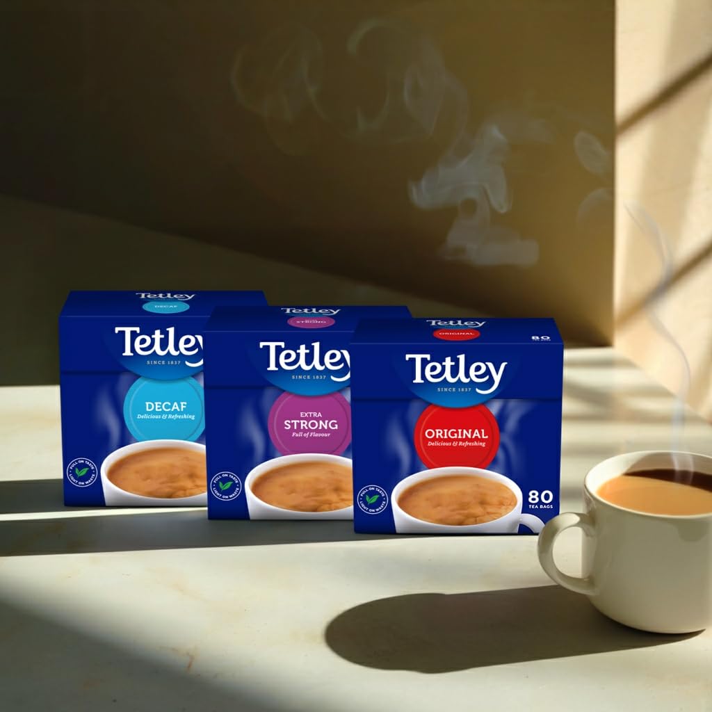 Tetley Original Black Tea Bags - 80 Count (Pack of 6) | 100g | Classic British Blend