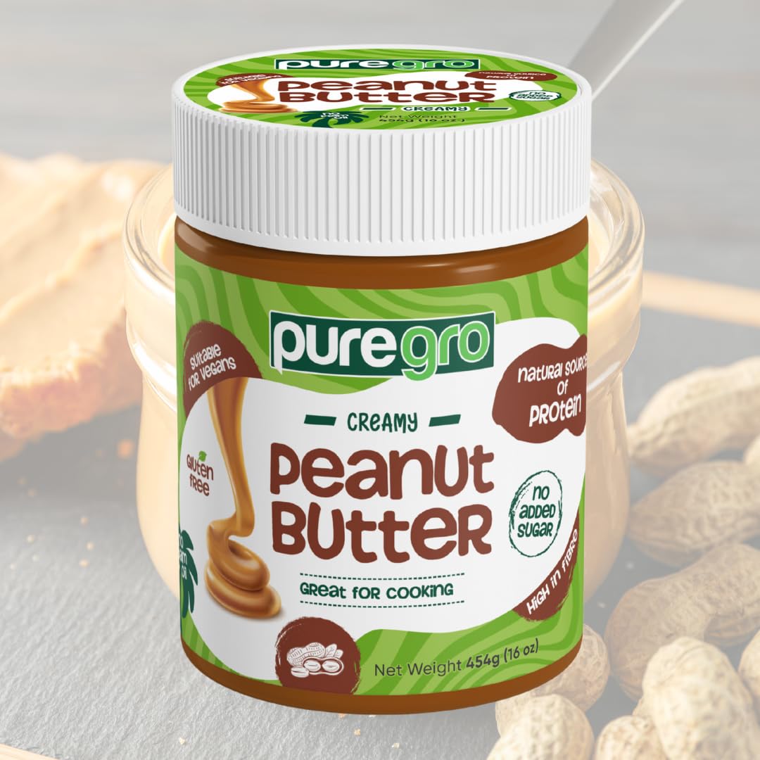 Puregro Creamy Peanut Butter - High Protein, Vegan, Gluten-Free | 454g