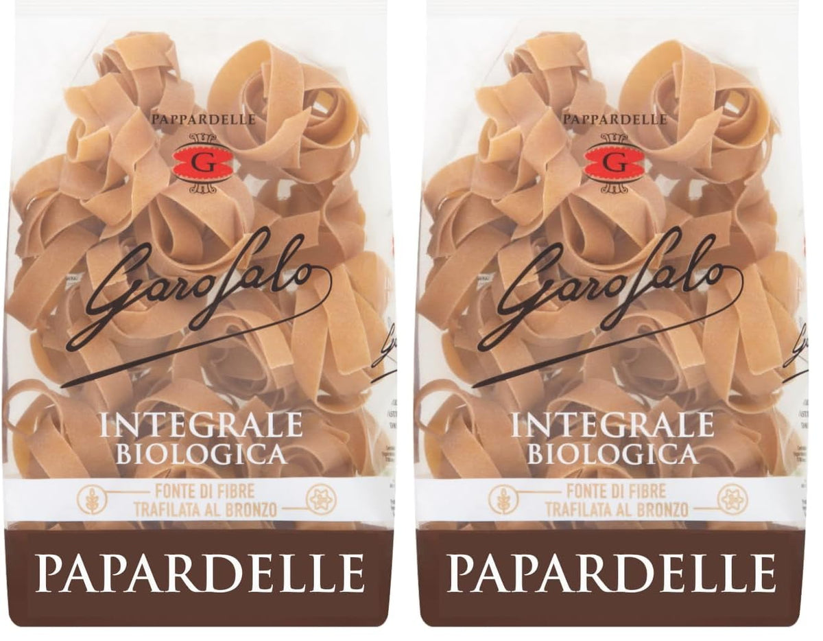 Garofalo Organic Wholewheat Pappardelle Pasta - 1kg (2 x 500g Packs)