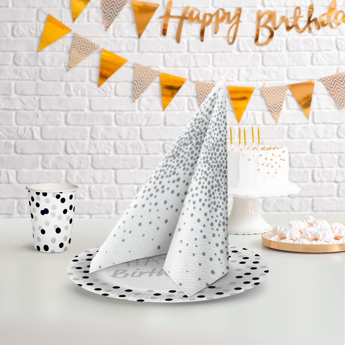 PAW Decor Collection Confetti Silver Napkins - 3-Ply Paper | 33 x 33 cm | Pack of 20 4