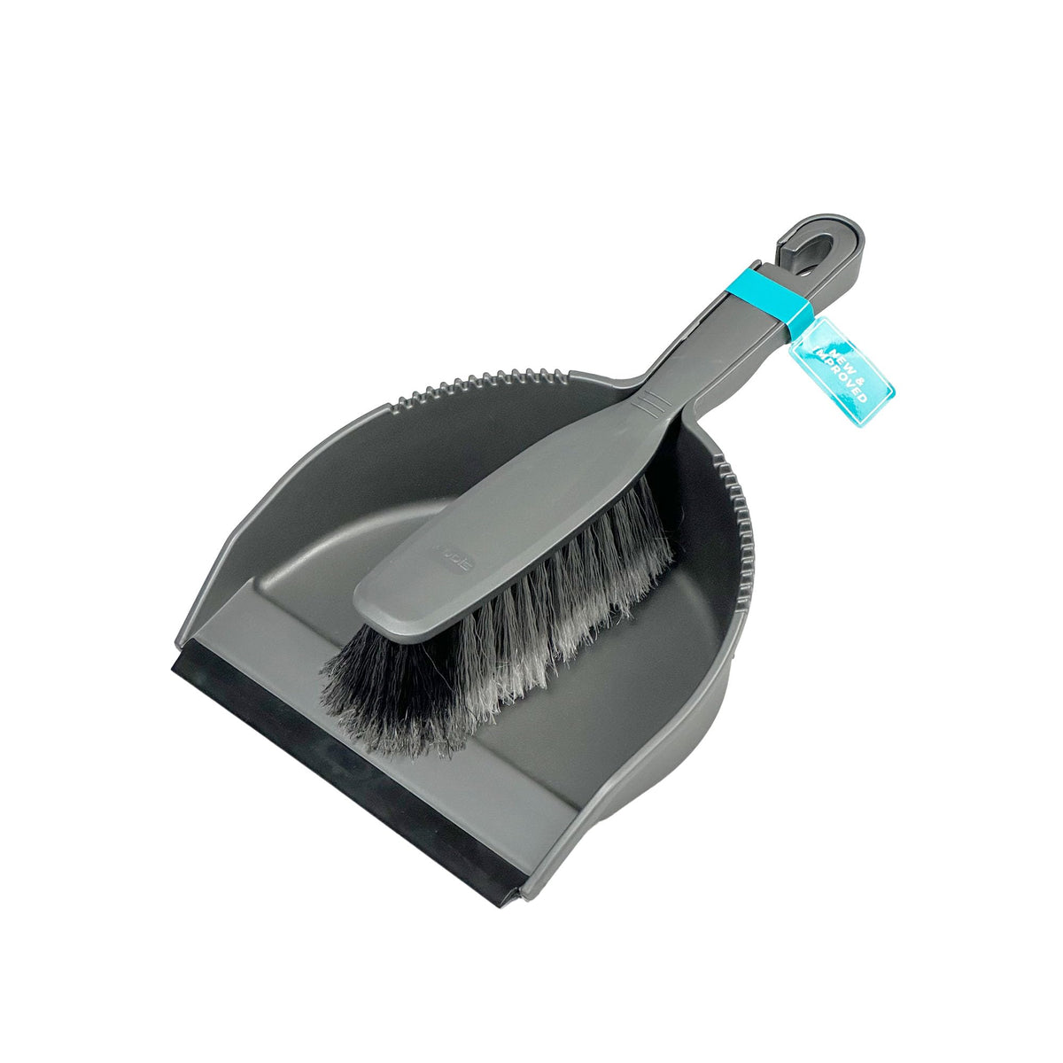 Addis Everyday Stiff Dustpan & Brush Set - Heavy-Duty Cleaning | Metallic Silver