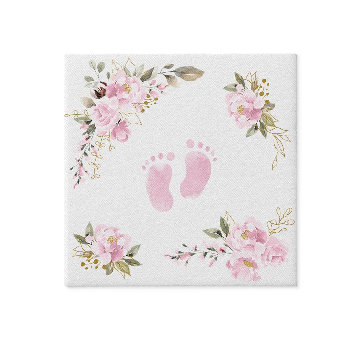 PAW Decor Collection Linen Feel Napkins - Baby Feet Light Pink | 40 x 40 cm | 50 Pack 3