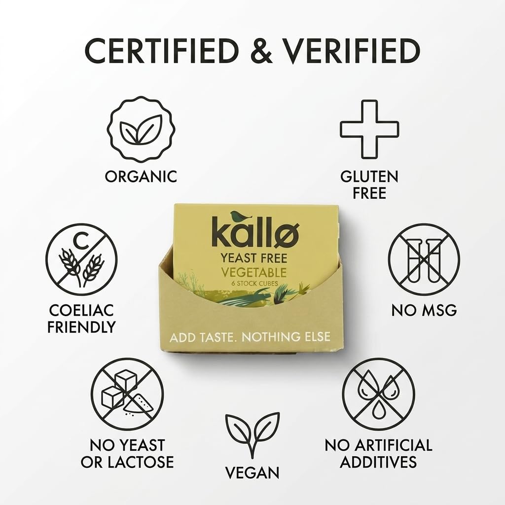 Kallo Yeast-Free Vegetable Stock Cubes - Gluten Free, Vegan, Coeliac Friendly | 90 Cubes | 66g 4