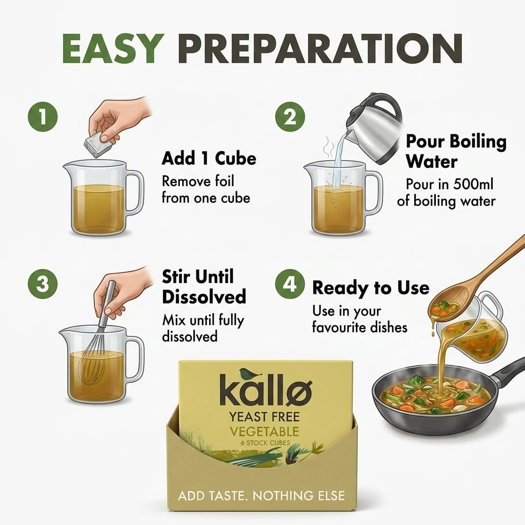 Kallo Yeast-Free Vegetable Stock Cubes - Gluten Free, Vegan, Coeliac Friendly | 90 Cubes | 66g 5