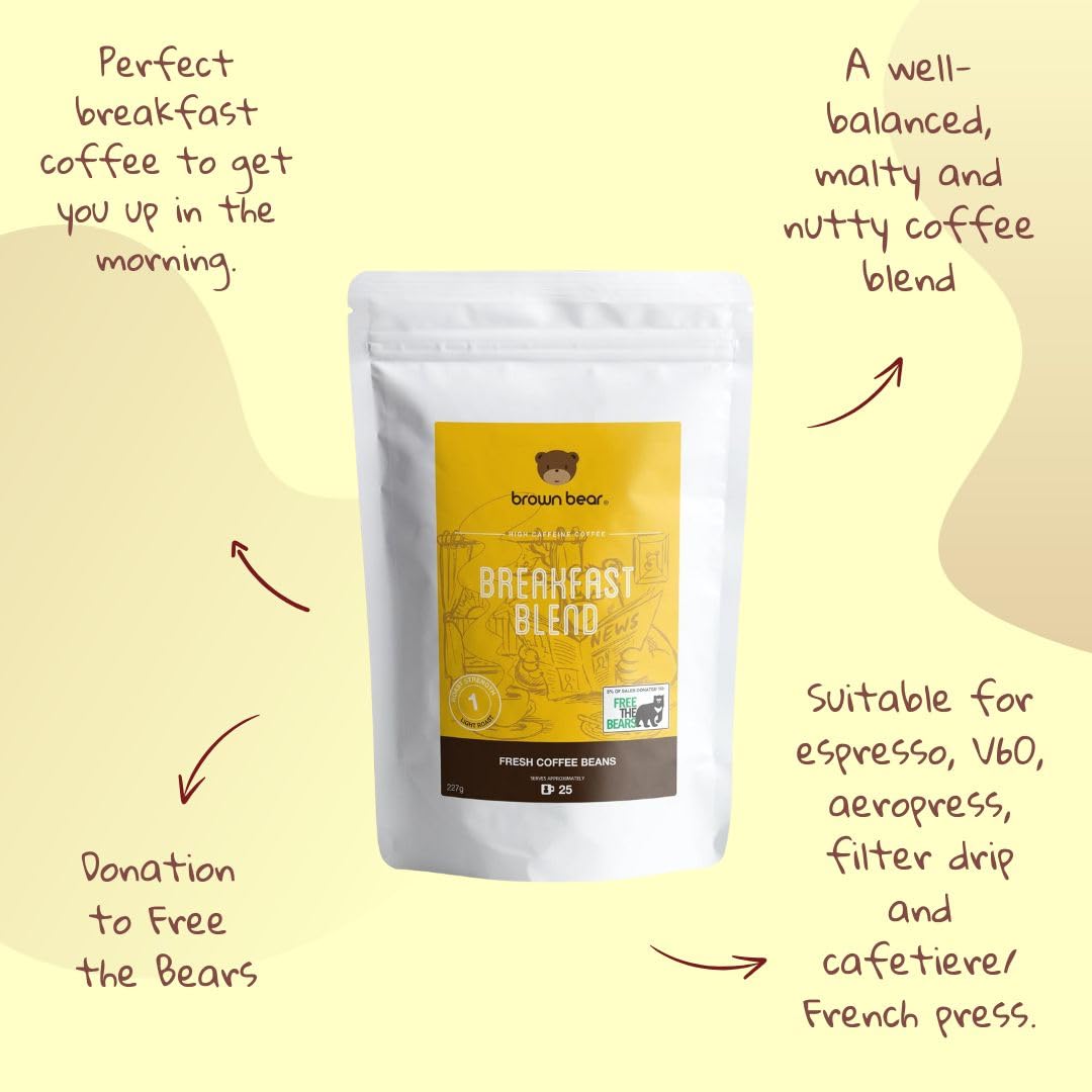 Brown Bear Breakfast Blend - Light Roast Ground Coffee | 227g | For French Press, Drip, V60 3