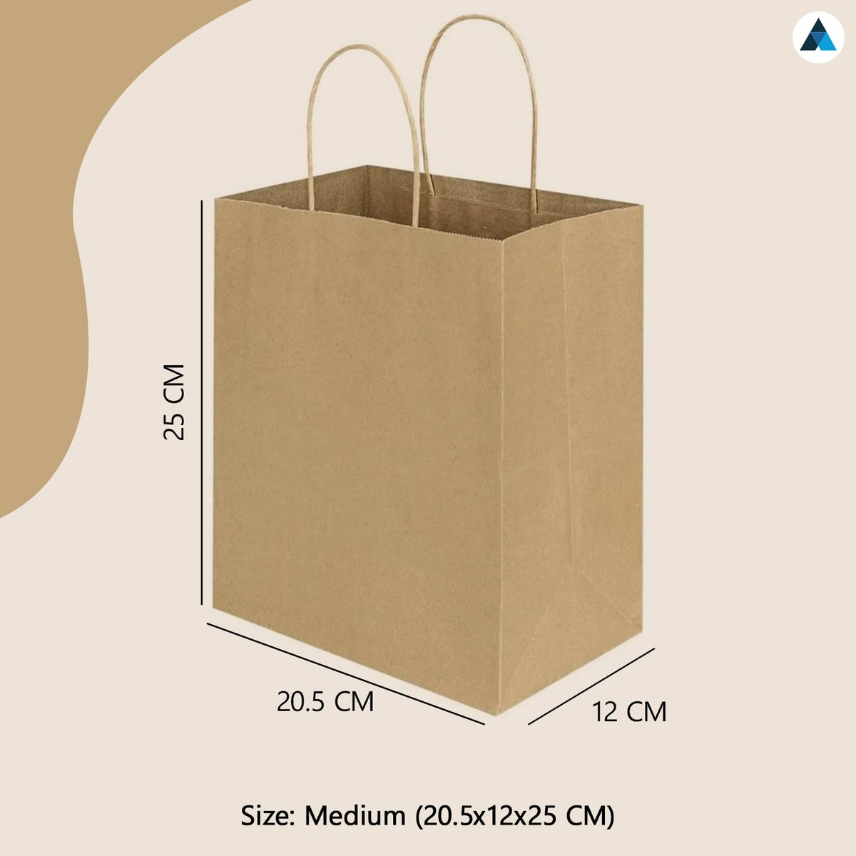 Nationwide Paper Kraft Paper Bags - Food Safe, Medium Size (25 Count) 2
