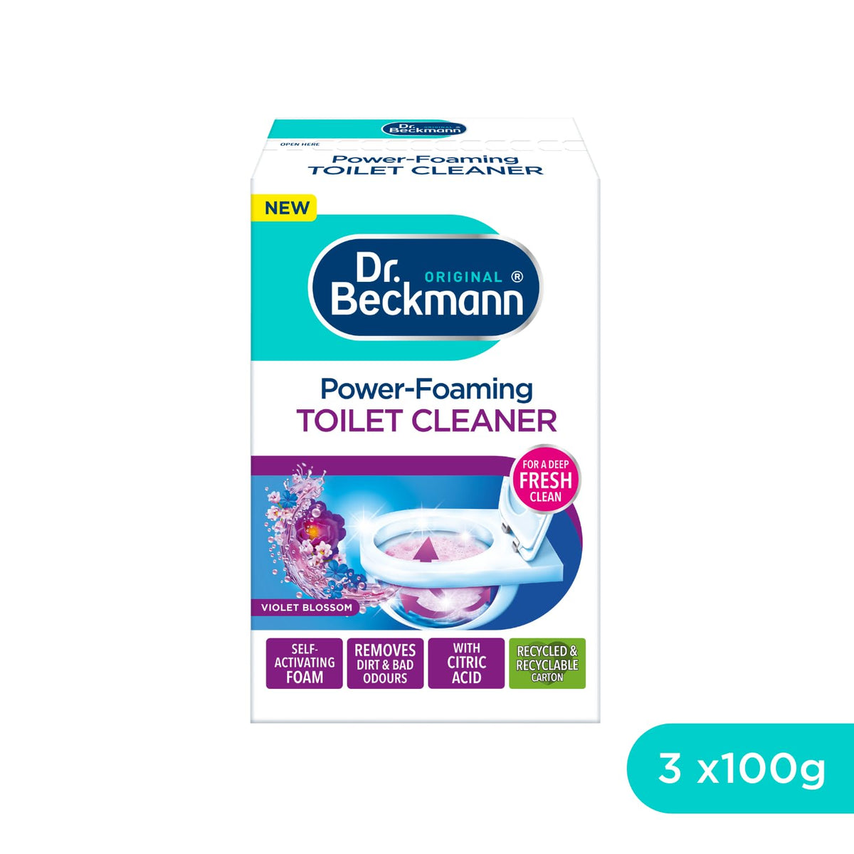 Dr. Beckmann Power-Foaming Toilet Cleaner - Deep Clean, Odor Removal, Limescale Prevention | Violet Blossom Scent | 2 x 300g 3