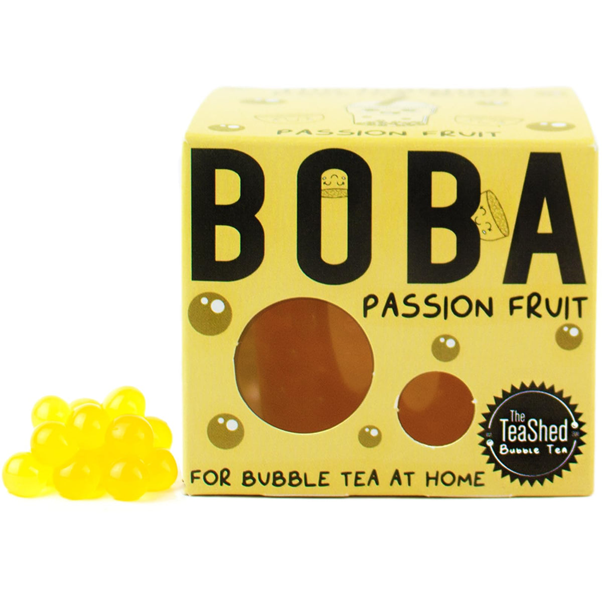 The TeaShed Passion Fruit Juice Filled Popping Boba - 150g Pot | Vegan | Made with Real Fruit Juice