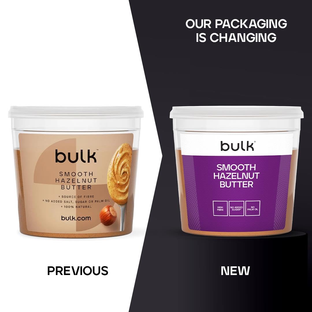 BULK POWDERS Hazelnut Butter - 1kg Tub | 6.5g Fibre per 100g | Vegan, Gluten-Free