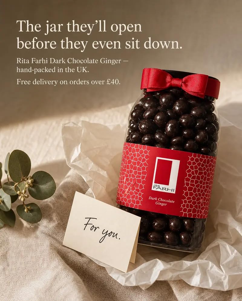Rita Farhi Dark Chocolate Covered Ginger - 850g Jar | Vegan & Palm Oil Free 6