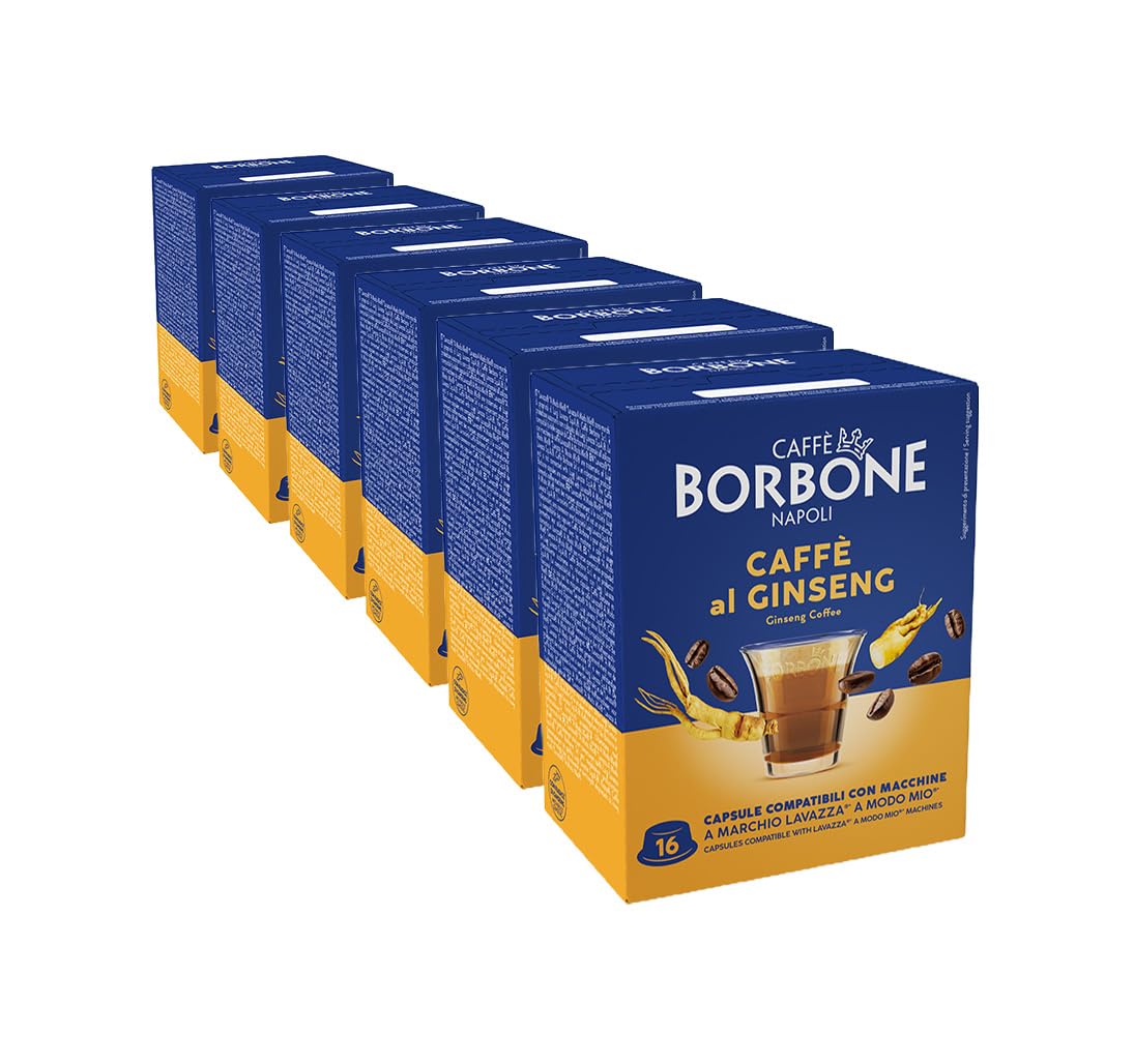 Caffè Borbone Ginseng Coffee Pods - 96 Capsules | Lavazza A Modo Mio Compatible | Gluten-Free