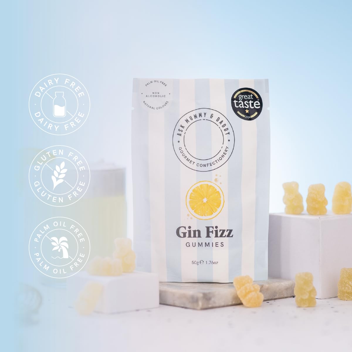 Ask Mummy & Daddy Gin Fizz Pouch - Gummy Sweets | 50g 3