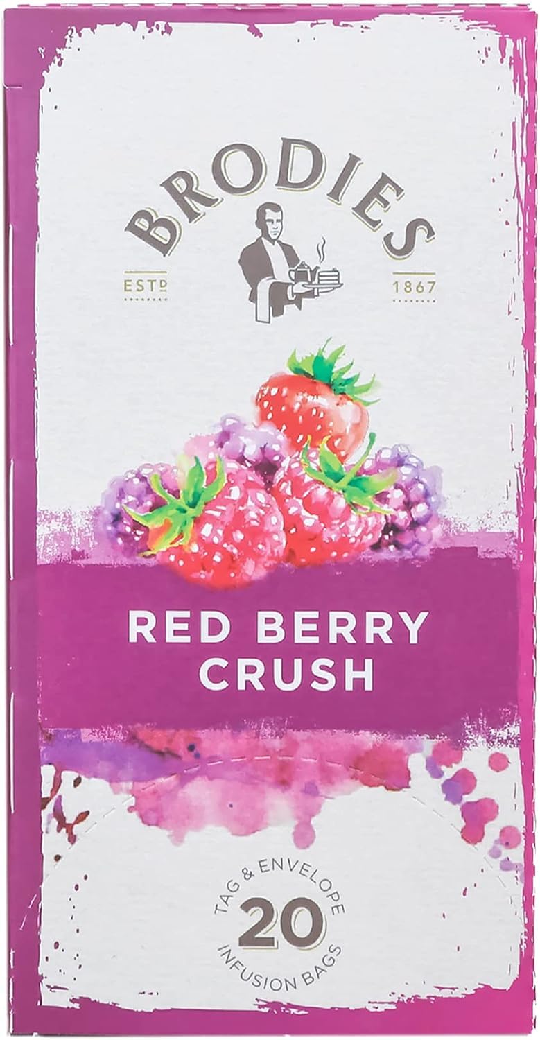 Brodies Red Berry Crush Fruit Tea - Caffeine-Free, 120 Tea Bags (6 Boxes of 20) 6