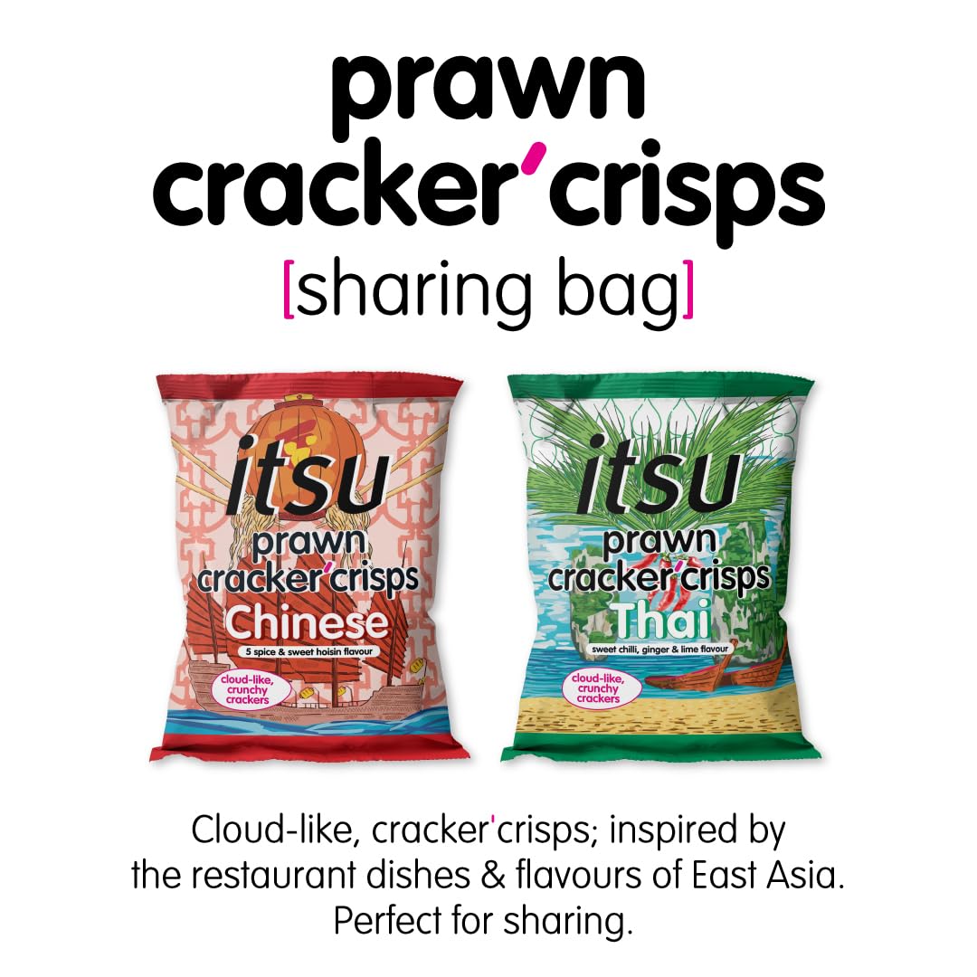 Itsu Prawn Cracker Crisps - Chinese Hoisin Flavour | 60g Sharing Bag | Pack of 6 5