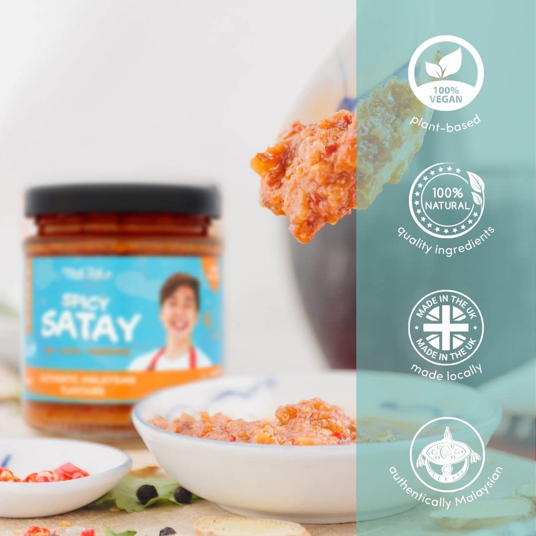 Mak Tok Authentic Malaysian Satay Chilli Paste - Mild Heat, All Natural Ingredients, Vegan Friendly, 190g 2