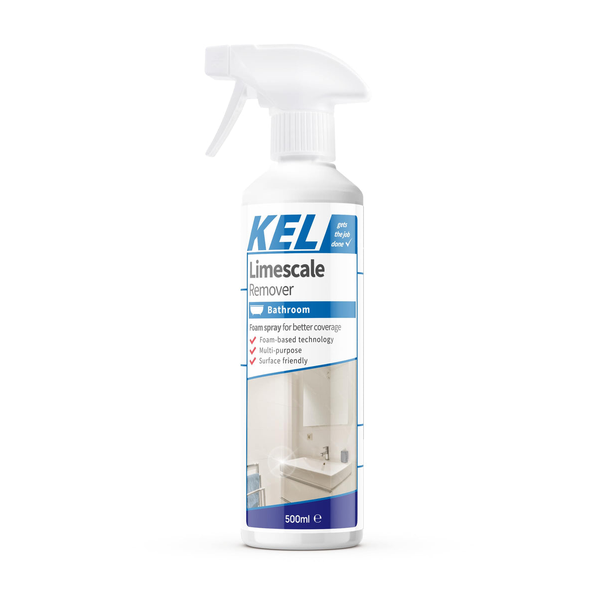 KEL Limescale Remover Foam Spray - 500ml Bottle | Bathroom Descaler | Tackles Rust & Urine Stains