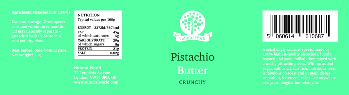 Nutural World Crunchy Pistachio Butter - 1kg | Single Ingredient | Vegan 4