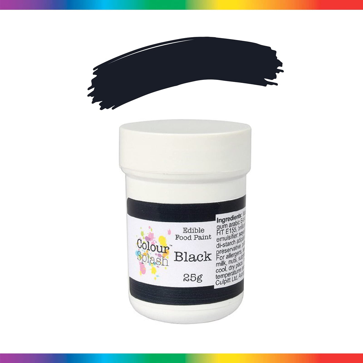 Colour Splash Black Edible Food Paint - 25g Pot | Matt Finish | Vegan & Vegetarian Friendly