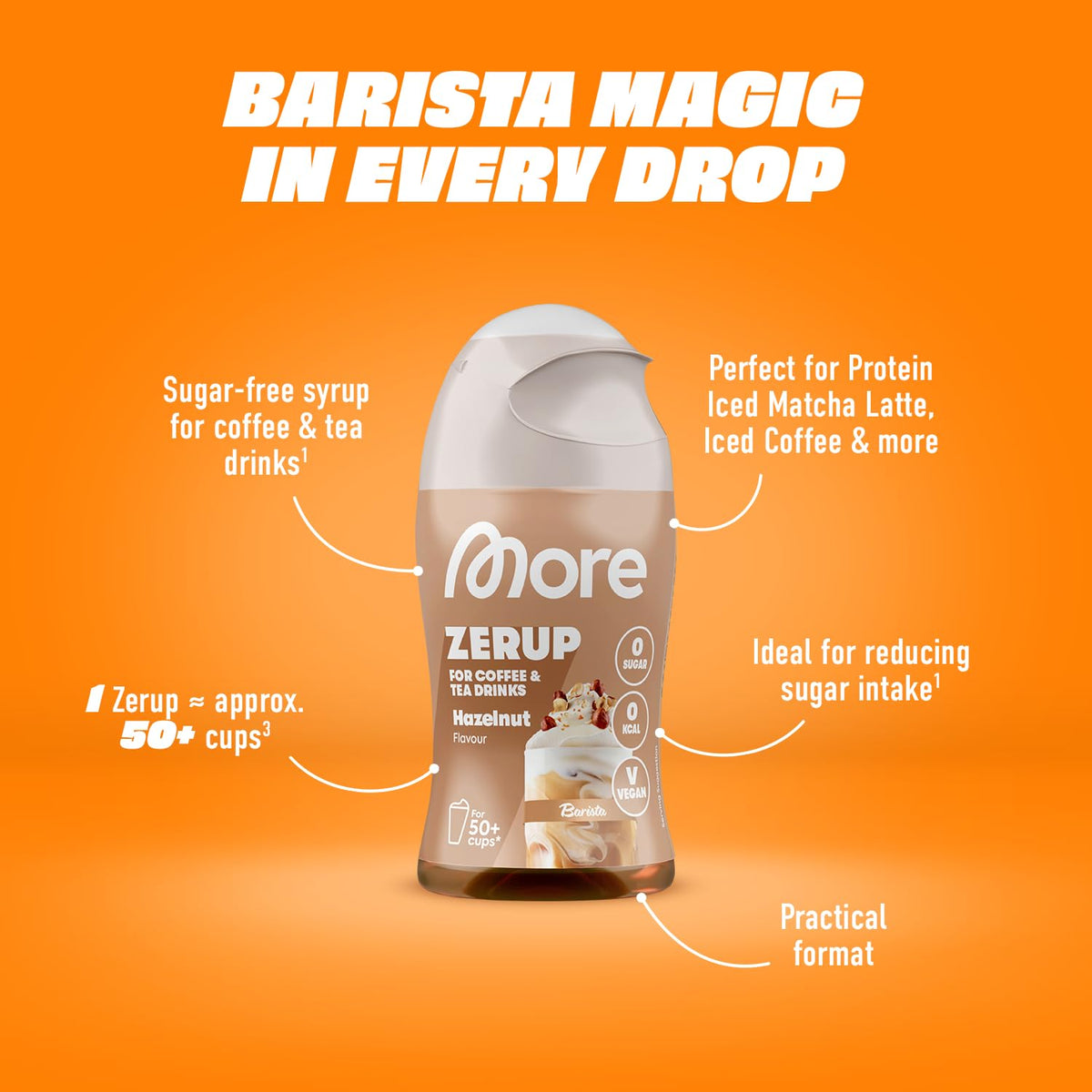MORE NUTRITION Barista Zerup Hazelnut - Zero Calories | 65 ml | Highly Concentrated 2