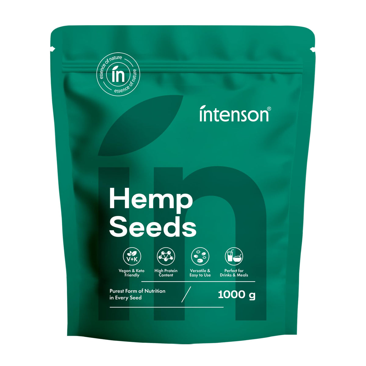 Intenson Hulled Hemp Seeds - 1000g | High Protein | Essential Fatty Acids