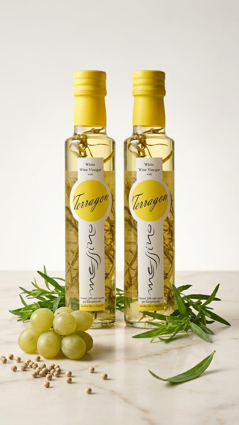 Messino Greek White Wine Vinegar with Tarragon - 2 x 250ml Bottles | Aromatic Herbal Flavour | Made in Greece 5