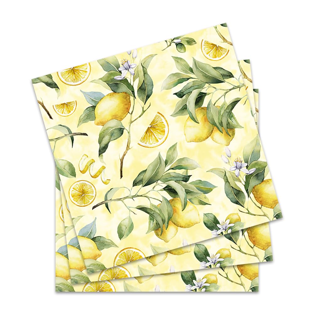 Anniversary House Tiflair Yellow Lemons Lunch Napkins - 3-Ply Paper, 13" x 13", 20 Count 4