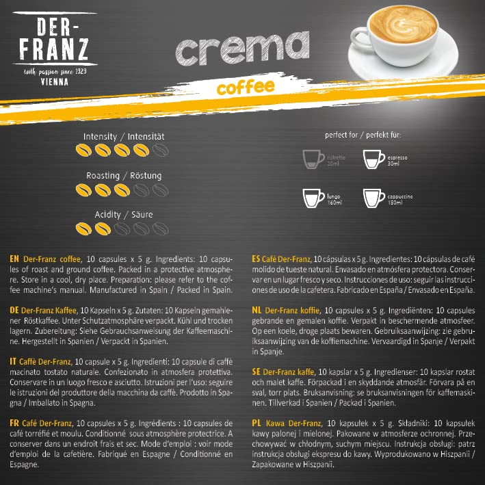 Der-Franz Crema Coffee Capsules - Nespresso Compatible | 60 Count (6x10) 3