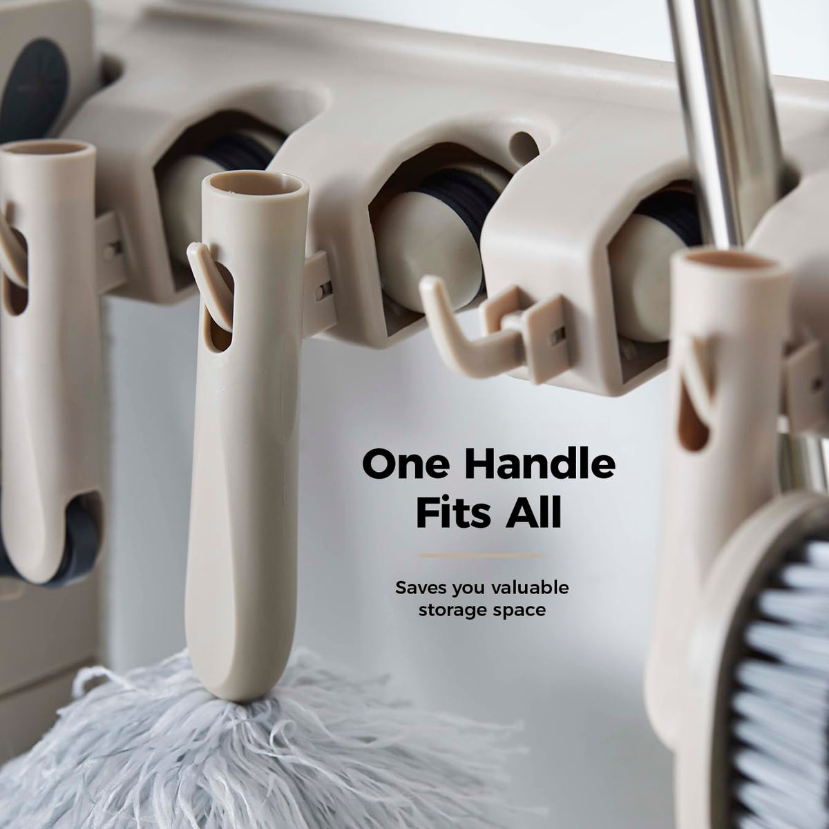 Tower Cavaletto 8 Piece Cleaning & Storage Set - Includes Mop, Broom, Duster, Window Tool | Latte 4