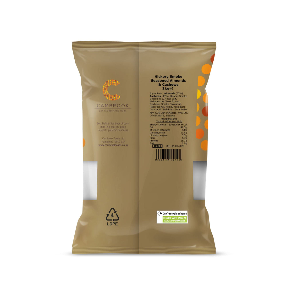 C Cambrook Extraordinary Nuts Hickory Smoke Seasoned Almonds & Cashews - 1kg Bag 4