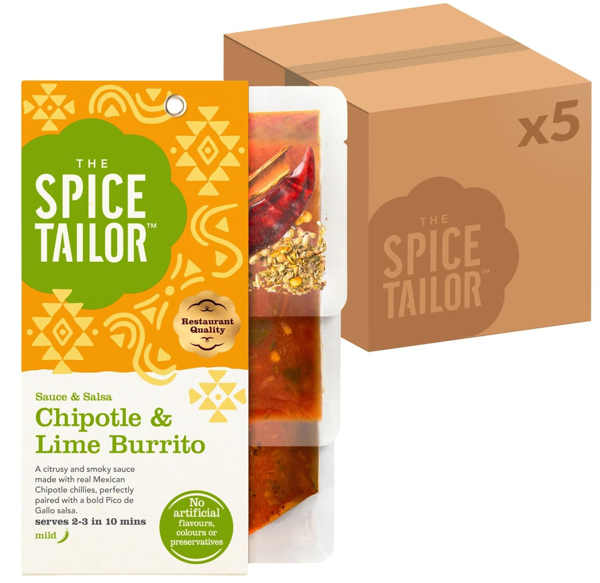 The Spice Tailor Mexican Burrito Meal Kit - Chipotle & Lime Sauce (5-Pack)