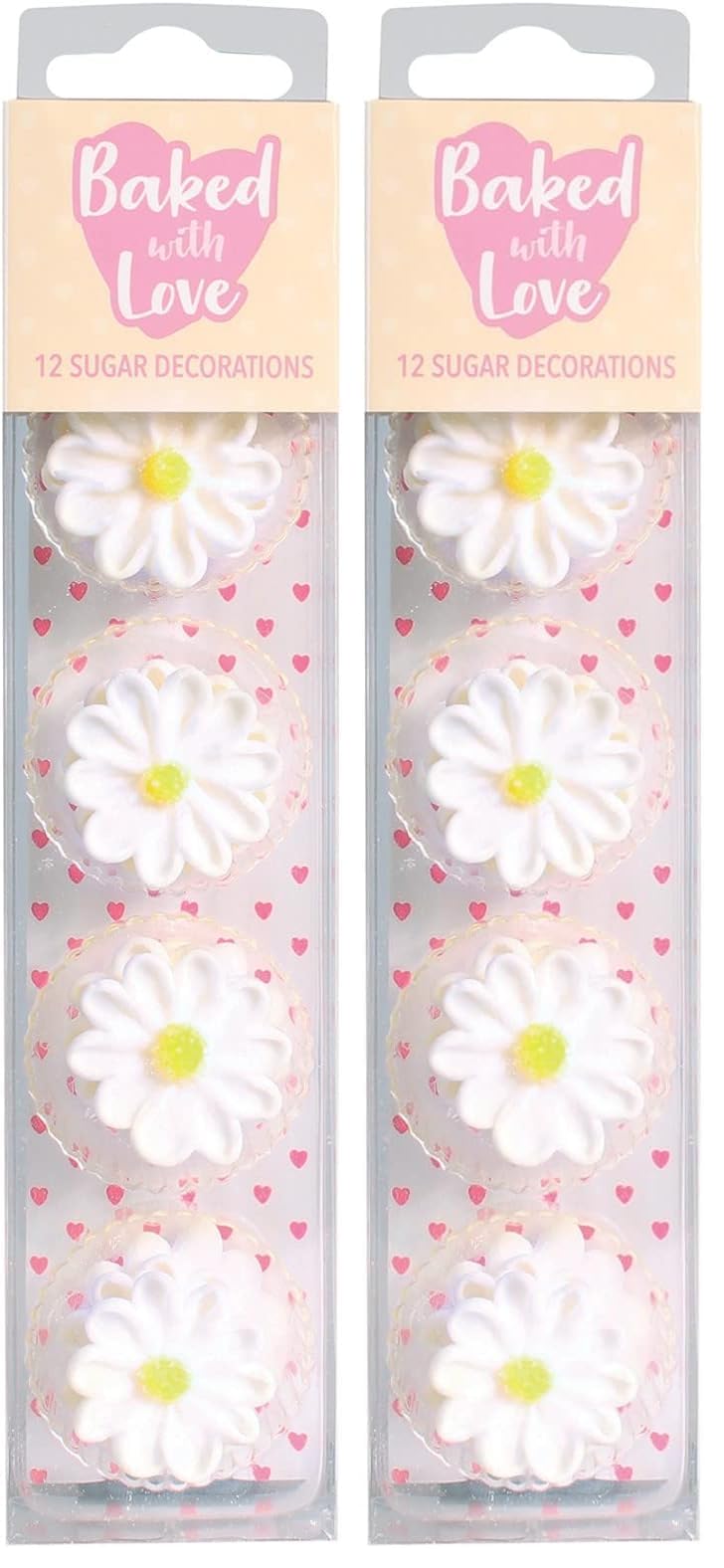 Culpitt Baked With Love Assorted Daisy Sugar Pipings - 12 Pieces | Edible Cake Toppers | 26mm
